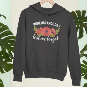 Poppy Flower Hoodie Lest We Forget British Military Armed Remembrance Day - Picture 1 of 24