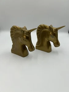 Vintage Messing Einhorn Buchstützen Set massiv schwer Korea MCM Hollywood Regency - Bild 1 von 19