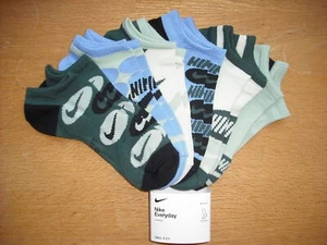 Womens NWT NIKE No-Show Socks 6prs Everyday DRI-FIT Lightweight Multi-Blue Sz:L - Picture 1 of 1
