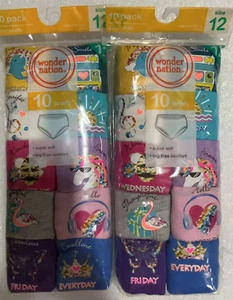 20 PCSWonder Nation 10 Pack Girls Briefs/Panties Size 8 Multi Color Days Of Week - Picture 1 of 2