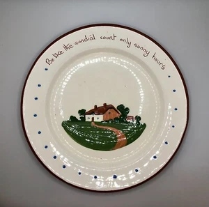 Vintage Dartmouth Pottery Devon Hand Made England Motto Plate 25cm Dia - Picture 1 of 2