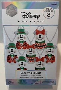 Disney Magic Holiday Mickey & Minnie Blinking Led Light String Set of 8 #5286367 - Picture 1 of 13