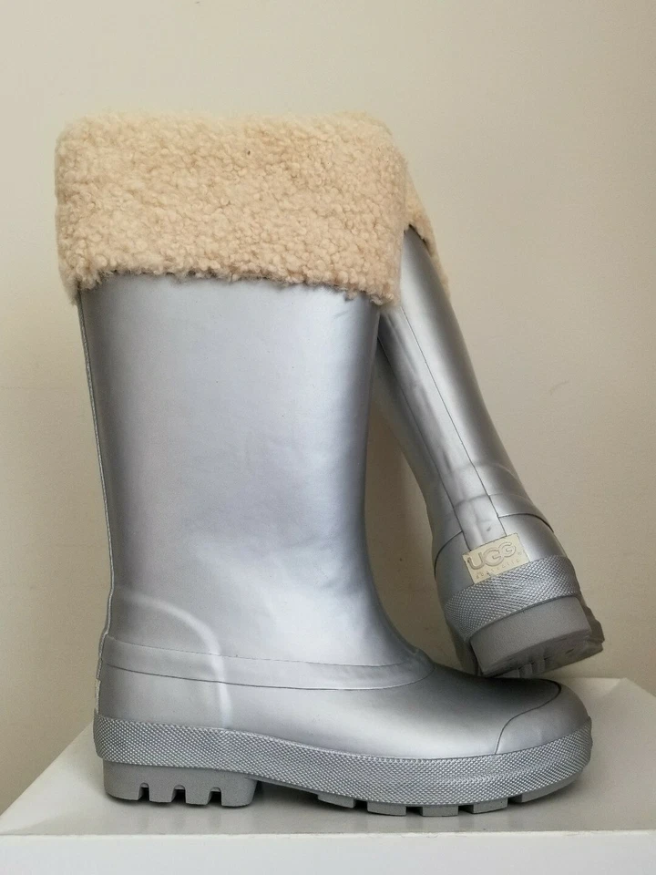 UGG Millcreek Sterling Silver Rain Boot Women Size 7 Medium