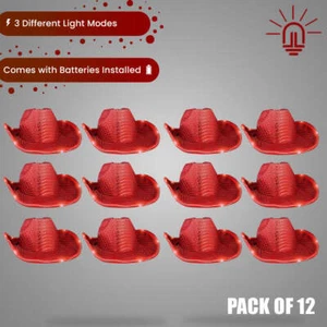 12 Pack Red LED Cowboy Hats – Light Up for Parties, Weddings, Concerts, Festival - Picture 1 of 5