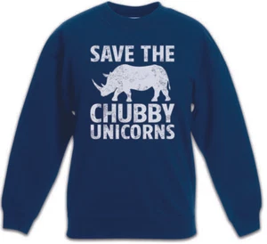 Save The Chubby Unicorns Kinder Pullover Pulli Nashorn Einhorn Rhino Regenbogen - Picture 1 of 1