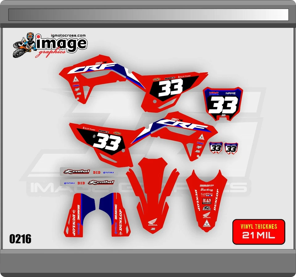 KIT ESTILO EQUIPO GRÁFICOS HONDA CRF250R 2022 2023 SEMI PERSONALIZADO Foto 1 de 1