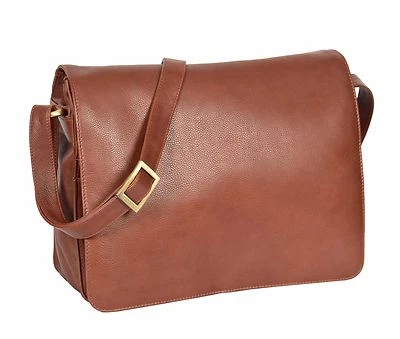 HOUSE OF LEATHER Ladies Real Leather Shoulder Organiser Cross Body Flap over Classic Bag Brown