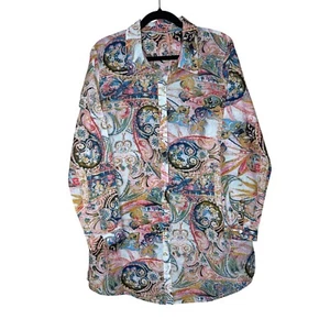 Soft Surroundings Women's L Watercolor Floral Long Line Button Front Tunic Top - Picture 1 of 6