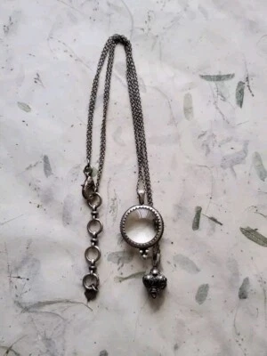 Lucky Brand Boho Style Pendant Chain Necklace Silver Tone Magnefying Glass Boho  - Image 1 of 4