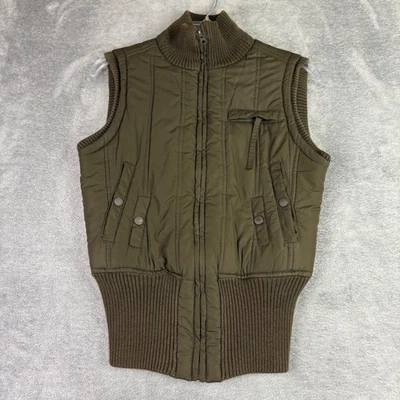 MNG Casual Sportswear Womens XS Olive Green Quilted Puffer Vest Outdoors Utility - Image 1 of 4
