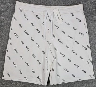 Nuevo con etiquetas Pantalones Cortos Calvin Klein Para Hombre XL Blanco Negro Logo Sudaderas Estampado Completo Foto 1 de 4