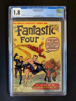 FANTASTIC FOUR # 4  CGC 1.8- 1st SA Sub-mariner -GREAT Regis/Colors - NEW CGC Ca - Image 1 of 3