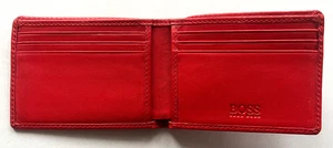 Hugo Boss Leather Bifold Red Wallet Men’s Nice Condition - Picture 1 of 8