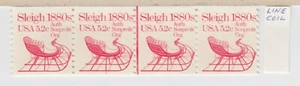 UNITED STATES 1900MNH 5.2c COIL LINE, SLEIGH 1880s STRIP OF 4 - Picture 1 of 1