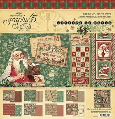 GRAPHIC 45 "LETTERS TO SANTA" 12X12 PAPER PACK+ STICKERS CHRISTMAS SCRAPJACK'S - Image 1 of 4