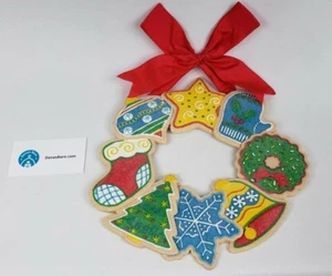 Glittering Christmas Cookie Styled Decorative Ceramic Wreath ~ For Indoor Use!  - Picture 1 of 7
