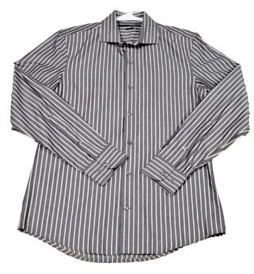 Perry Ellis  Slim Fit  LS Gray/White Pinstripe Shirt College Men's Size Small - Image 1 of 4
