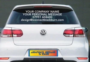 large Personalised business rear window Car & Van Vinyl Signs Stickers decal - Picture 1 of 5