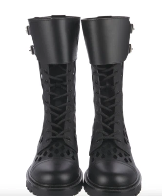 Botas de cuero negras Dior Christian Dior T-trap perforadas recortadas talla 42 Foto 1 de 3