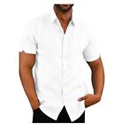 Mens Short Sleeve Classic Buttons Turn Down Collar T-shirts Blouses Tops Tees US