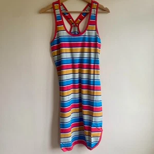 French Connection Mini Dress Vest Tank Size M Jersey T Shirt Rainbow Stripe - Picture 1 of 8