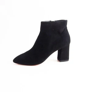Santoni Booties Mid Heel Black Suede Womens Size US 6.5 EU 36.5 - Picture 1 of 9