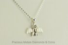 Sterling Silver Angel Mother Of Pearl Wings Heart Accent Pendant 18" Chain