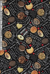 Black Cookie Text from Smart Cookie  by Timeless Treasures bty - Picture 1 of 1
