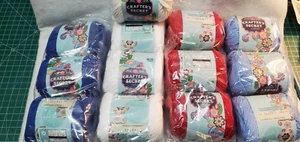 Crafter's Secret lotto di 13 filati di cotone bianco/reale/perivinca/rosso - Foto 1 di 9