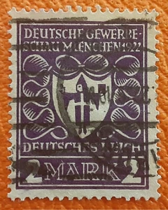 GERMANY Reich 1922 2M Mi 200b Dark/Black Violet Munich Trade Show VF/XF 2671 - Picture 1 of 2