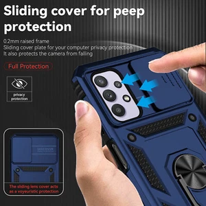 For Samsung Galaxy A53 A25 A55 A14 A54 A15 Slide Camera Cover Ring Stand Case - Picture 1 of 76