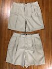 Tommy Hilfiger Mens Pleated Shorts Beige Tag 36 (Measured 34) - 2 Pairs