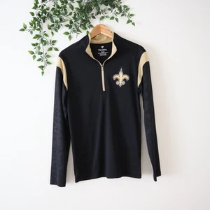 New Orleans Saints Women's Fanatics Black & Gold 1/4 Zip Long Sleeve Pullover S - Picture 1 of 4