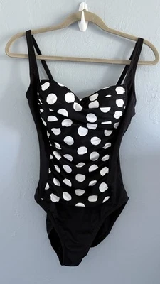 La Blanca Polka Dot/Black One Piece Swimsuit Size 6 Slimming - Image 1 of 4