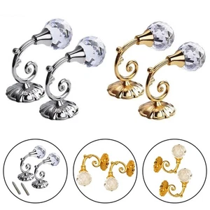 Set of 2PC Large Metal Glass Curtain Holdback Wall Hooks Elegant Design - Bild 1 von 16