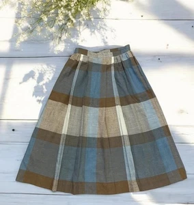 Vintage 1960s Skirt Patty Woodard Womens Size S-M Woven Cotton SPRING 60s Plaid - Picture 1 of 11