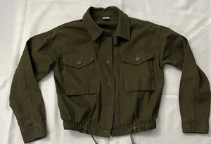 No Boundaries Womans Cinched Utility Olive Rich Green Jacket - Large 11/13 - Picture 1 of 7