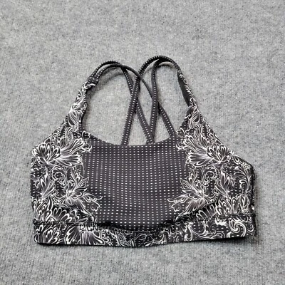 Lululemon Sports Bra Women 8 Black White Floral Energy Stretch Padded Running - Image 1 of 4