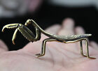 Old Chinese Brass Folk Feng Shui Hollow Out Mantis Lucky Pendant Amulet