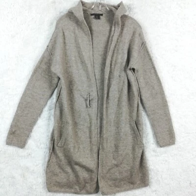 Suéter Cárdigan Tahari Para Mujer Mezcla de Lana Túnica con Capucha Frente Abierto Tejido Taupe M Foto 1 de 4