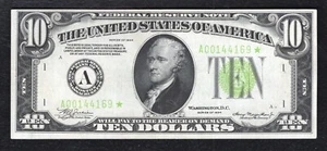 FR. 2004-A* 1934 $10 *STAR* LIGHT GREEN SEAL FRN BOSTON, MA ABOUT UNCIRCULATED - Picture 1 of 2