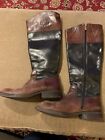 Vince Camuto Womens 9M Fabina Brown Black Leather Riding Boots (Td)