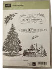 Stampin Up CHRISTMAS LODGE stamp set 6 Victorian House Pine Tree Happy Holidays