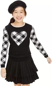NWT MSRP $40 Charter Club Holiday Girls Buffalo Check Family Sweater Sz 5, 6, 6X - Picture 1 of 3