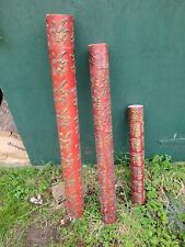 3 Chinese Lacquered Bamboo Tubes With Chinese Writing