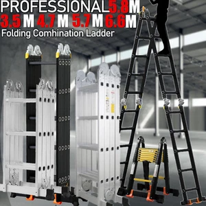 3.5/4.7/5.7/5.8/6.6M Multi-Purpose Aluminium Extendable Platform Folding Ladder - Picture 1 of 31