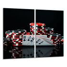Herdabdeckplatten 2 teilig 30x52 Ceranfeld Abdeckung Glas Poker
