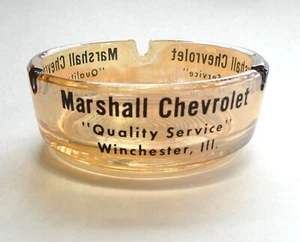 Vintage Marshall Chevrolet Autohaus Carnival Glas Aschenbecher Winchester IL NOS - Bild 1 von 5