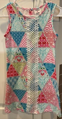 COUNTING DAISIES Lil Girls Sz 8 Cotton Dress Sleeveless Pink/Blue Multi  - Image 1 of 3