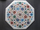 15 Inches Marble Coffee Table Top Pietra Dura Art Corner Table For Hallway Decor